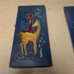 2 Vintage rechthoekige wandtegels Flora handgeschilderd, Antiek en Kunst, Antiek | Wandborden en Tegels, Ophalen of Verzenden