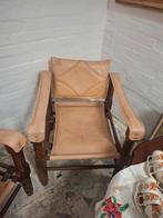 2 leren stoelen, Huis en Inrichting, Stoelen, Ophalen, Zo goed als nieuw, Bruin