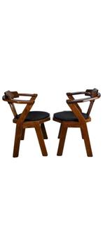 Strakke Brutalist eiken stoelen 2x, Ophalen, Gebruikt, Bruin, Twee