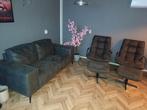 Antraciet Bank, 2 Stoelen & Voetenbankjes, Ophalen, Zo goed als nieuw, Metaal, Modern