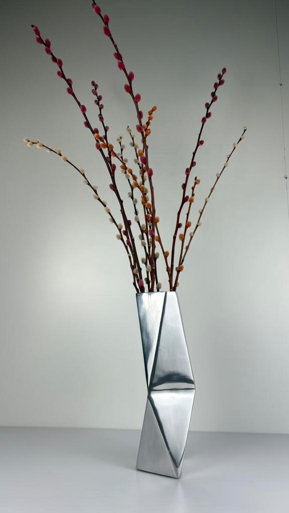 Jotex vaas RVS Silvero stijl Rudolf Wolf kubisme chroom, Huis en Inrichting, Woonaccessoires | Vazen, Zo goed als nieuw, Overige kleuren