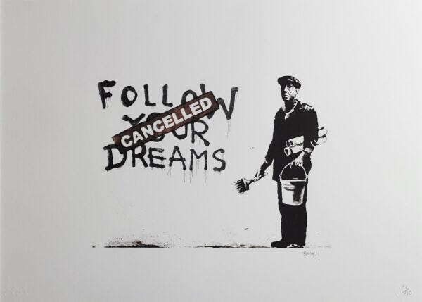 Banksy - Follow Your Dreams, Antiek en Kunst, Kunst | Litho's en Zeefdrukken, Ophalen of Verzenden