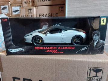 Hotwheels Elite 1/18 Ferrari Fernando Alonso 458 Italia  beschikbaar voor biedingen