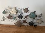 Wanddecoratie metaal vissen, Ophalen, Gebruikt, Schilderij, 100 tot 125 cm