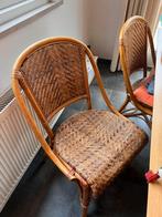 4 rieten eettafelstoelen, Huis en Inrichting, Stoelen, Ophalen, Gebruikt, Bruin, Riet of Rotan