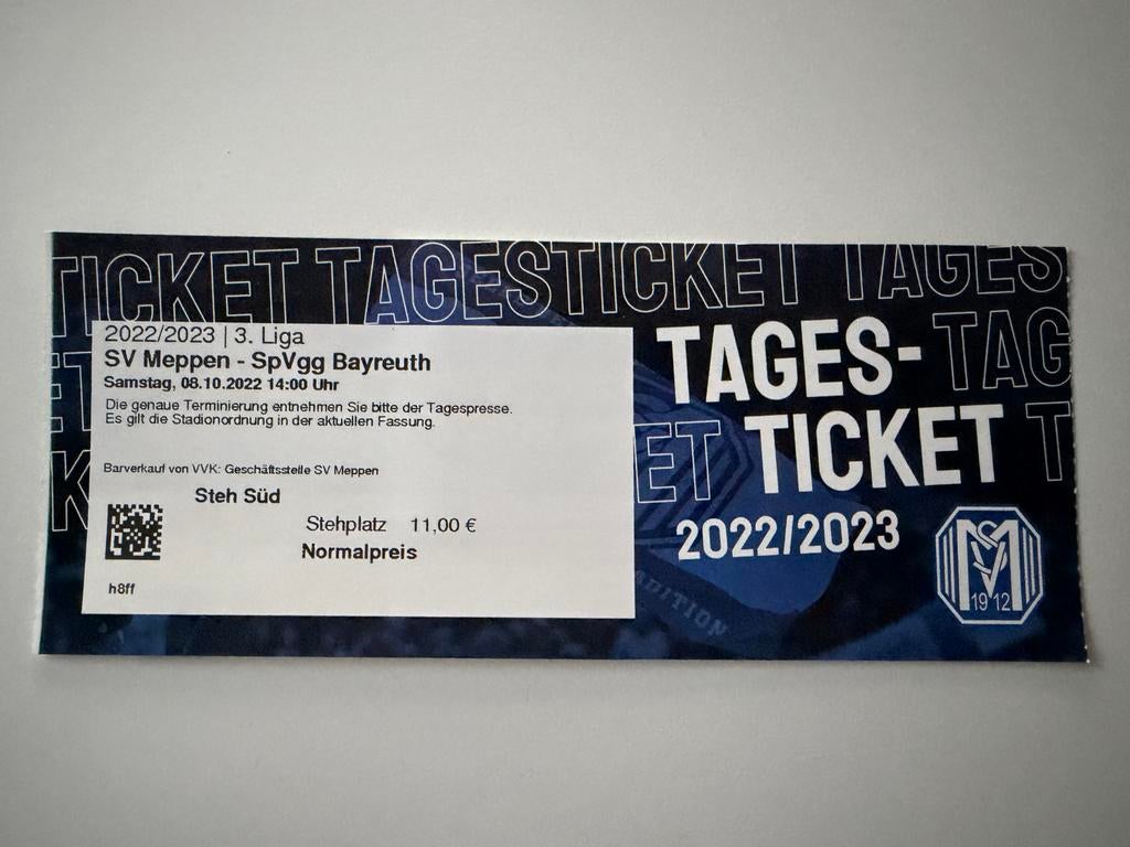 Ticket SV Meppen-SpVgg Bayreuth 22/23, Ophalen of Verzenden, Zo goed als nieuw, Buitenlandse clubs, Overige typen