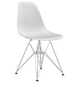 Vitra Eames DSR verchroomd onderstel, witte zitting, 4 stuks, Huis en Inrichting, Stoelen, Ophalen, Wit, Zo goed als nieuw, Metaal