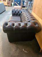 Klassieke bruine lederen tweezitsbank, Huis en Inrichting, Banken | Bankstellen, Gebruikt, Klassiek, 150 tot 200 cm, Tweepersoons