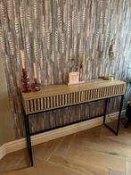 Houten Sidetable met Zwart Onderstel, Huis en Inrichting, Tafels | Sidetables, Ophalen, 100 tot 150 cm, Zo goed als nieuw, Metaal