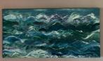 Blauwe golven, acryl op doek, Ophalen, 50 tot 75 cm, Nieuw, Schilderij