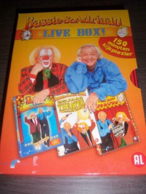Bassie en Adriaan 3-dvd LIVE BOX! in nieuwstaat, Cd's en Dvd's, Dvd's | Kinderen en Jeugd, Zo goed als nieuw, Komedie, Alle leeftijden