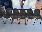 6 groene House Doctor ribfluwelen eetkamerstoelen, Huis en Inrichting, Stoelen, Overige kleuren, Ophalen of Verzenden, Zo goed als nieuw