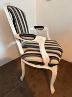 Stijlvolle fauteuil met gestreepte bekleding, Ophalen, Minder dan 75 cm, Zo goed als nieuw, 50 tot 75 cm