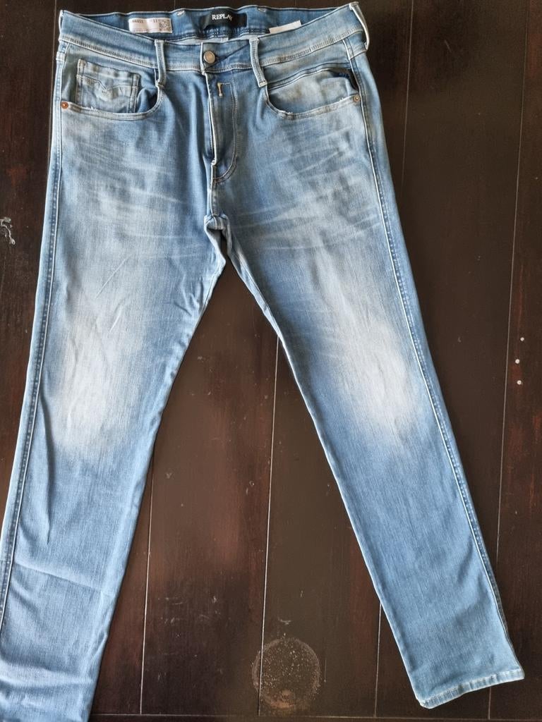 ZGAN REPLAY ANBASS SLIM SKINNY HYPERFLEX STRETCH 33/32!!, Blauw, Ophalen of Verzenden, Zo goed als nieuw, W33 - W34 (confectie 48/50)