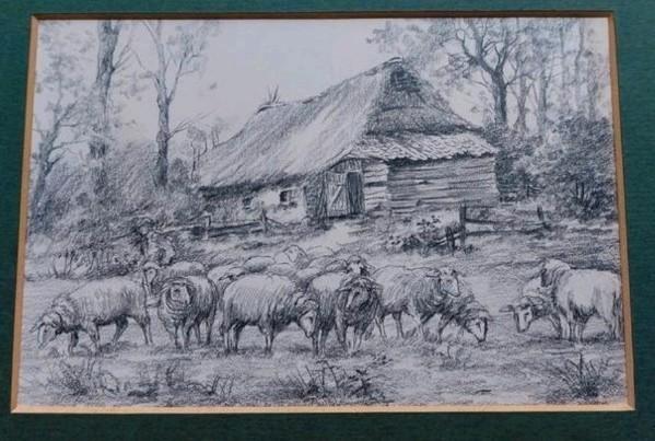 Originele tekening.... Hub van Winkel..., Antiek en Kunst, Kunst | Tekeningen en Foto's, Ophalen of Verzenden