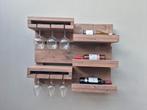 Houten Wijnrek met Glashouder, Huis en Inrichting, Woonaccessoires | Wijnrekken, Ophalen of Verzenden, Zo goed als nieuw, Hout