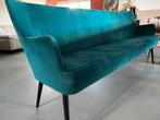 Turquoise Velours Eetbank met lichte Gebruikerssporen, Huis en Inrichting, Stoelen, Gebruikt, Overige kleuren, Ophalen of Verzenden