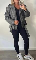 Imitatieleer Bikerjack grijs, Nieuw, Ophalen of Verzenden, Jasje, Maat 36 (S)
