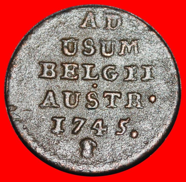 Ⰶ BRUSSEL 1744-1745: AUSTRIA NETHERLANDS BELIGUIM LIARD 1745, Postzegels en Munten, Munten | België, Losse munt, Brons, Ophalen of Verzenden