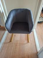 Stijlvolle grijze fauteuil met gouden poten, Antiek en Kunst, Antiek | Meubels | Stoelen en Banken, Ophalen