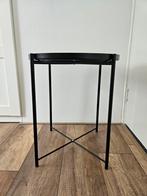 Zwart metalen bijzettafel, ikea, Huis en Inrichting, Tafels | Sidetables, Ophalen, 50 tot 100 cm, Rond, Zo goed als nieuw
