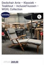 Deckchair teakhout incl.kussen (grijs), Tuin en Terras, Tuinstoelen, Ophalen, Gebruikt, Teakhout