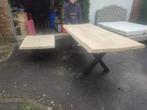 boomstam eettafel + salon tafel, Huis en Inrichting, Ophalen, 50 tot 100 cm, Zo goed als nieuw, Vijf personen of meer