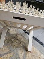 Mooi groot vintage schaakspel met standaard, glazen schaakst, Een of twee spelers, Ophalen of Verzenden, Gebruikt, Unbekend