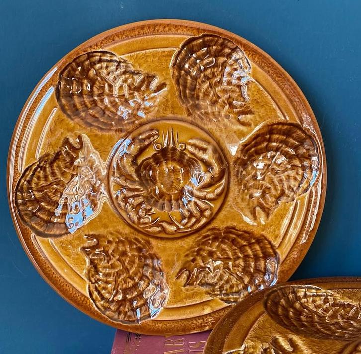Sarreguemines vintage oesterbord voor 6 oesters, Huis en Inrichting, Keuken | Servies, Overige stijlen, Verzenden