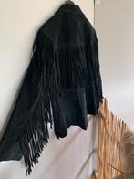 Leather Gallery suede leren fringe jacket M bohemian jas, Maat 38/40 (M), -, Zwart, -