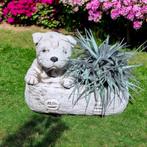 2 vrolijke hondjes, betonnen tuinbeelden, winterhard., Tuin en Terras, Tuinbeelden, Ophalen, Dierenbeeld, Gebruikt, .