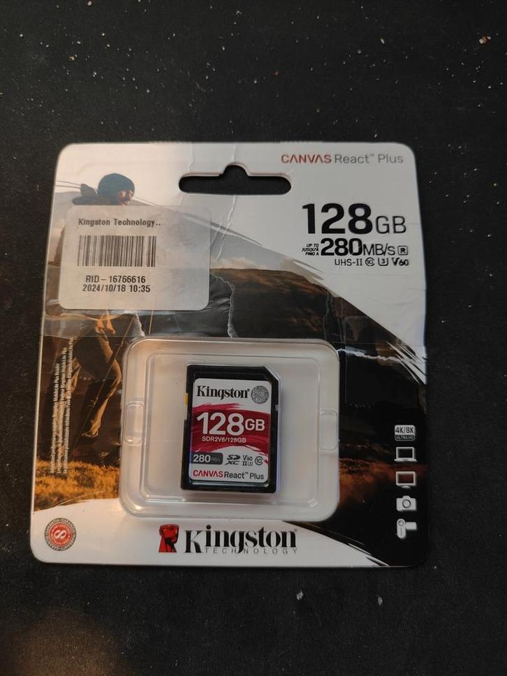 128GB Canvas React Plus SDXC UHS-II 280R/100W U3 V60 voor Fu, Audio, Tv en Foto, Fotografie | Geheugenkaarten, Nieuw, 128 GB, Fotocamera