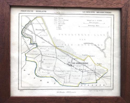 Krabbedijke gemeentekaartje 1865, Boeken, Atlassen en Landkaarten, Gelezen, Landkaart, Nederland, 1800 tot 2000, Ophalen of Verzenden