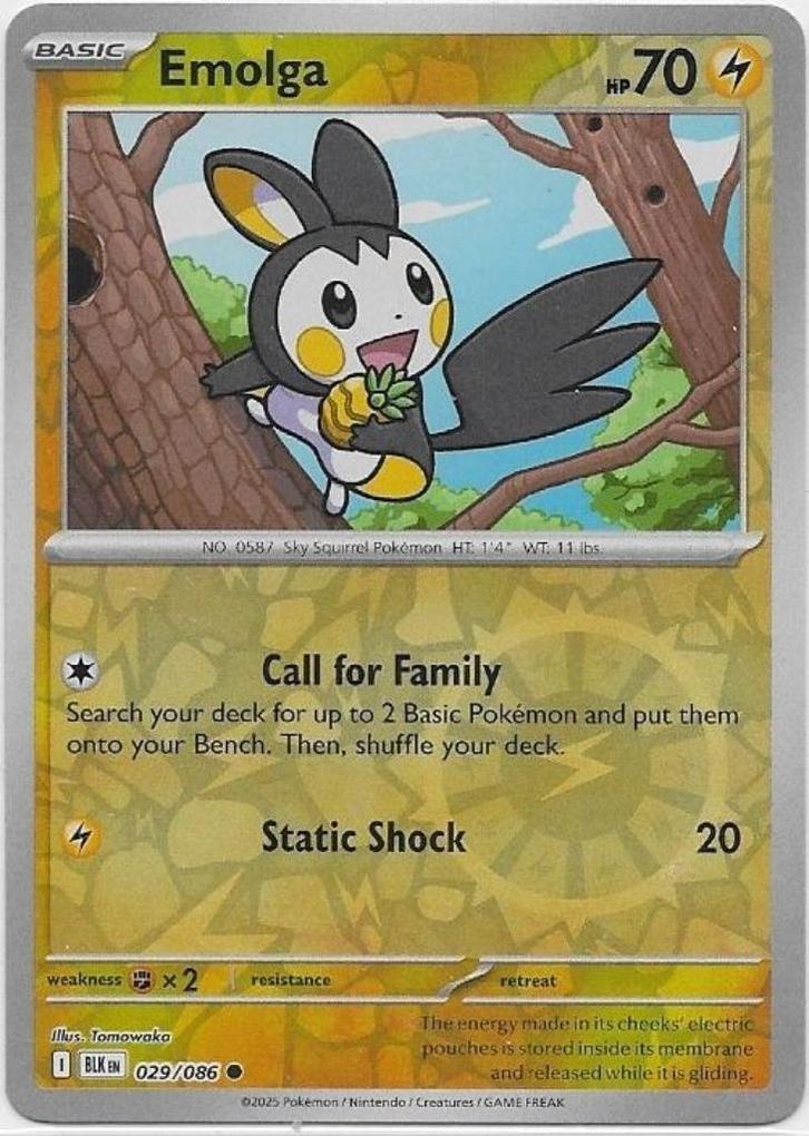 Black Bolt,  Emolga [reverse] 29/86, Hobby en Vrije tijd, Verzamelkaartspellen | Pokémon, Nieuw, Losse kaart, Verzenden