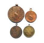 Nederland 4 penningen betreffende/met Wilhelmina, Postzegels en Munten, Penningen en Medailles, Ophalen of Verzenden, Brons, Nederland