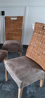 4 mooie rieten stoelen met fijne bekleding, Huis en Inrichting, Stoelen, Twee, Bruin, Zo goed als nieuw, Ophalen