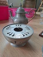 Vintage Tinnen Theeservies met Warmhouder, Antiek en Kunst, Antiek | Tin, Ophalen of Verzenden