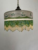 Antieke glazen beschilderde lamp met kralenrand, Antiek en Kunst, Antiek | Lampen, Ophalen