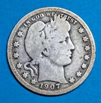USA quarter dollar 1907, Verzenden, Noord-Amerika, Losse munt, Zilver