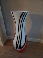 Handgeblazen murano vaas oranje wit en zwart 70 cm hoog, Antiek en Kunst, Ophalen