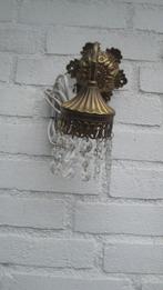 antiek lampje messing met glas electrisch, Ophalen of Verzenden