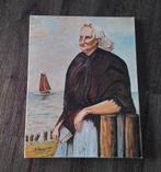Schilderij vissersvrouw Scheveningen gesigneerd J Rump., Ophalen of Verzenden