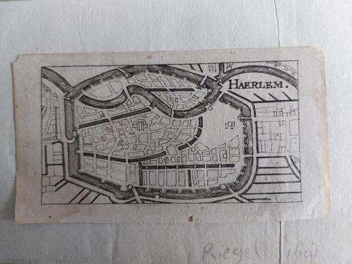 8 / Uniek stadplattegrondje van Haarlem uit 1691 Gravure, Antiek en Kunst, Kunst | Etsen en Gravures, Ophalen of Verzenden