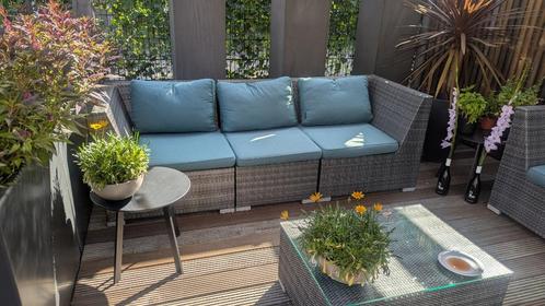 4SO loungeset 7-deling, Tuin en Terras, Tuinsets en Loungesets, Gebruikt, Loungeset, Wicker, 6 zitplaatsen, Bank, Bijzettafel
