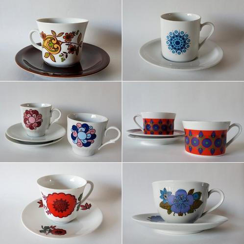 Verzameling van diverse vintage retro kop en schotel, Huis en Inrichting, Keuken | Servies, Zo goed als nieuw, Kop(pen) en/of Schotel(s)