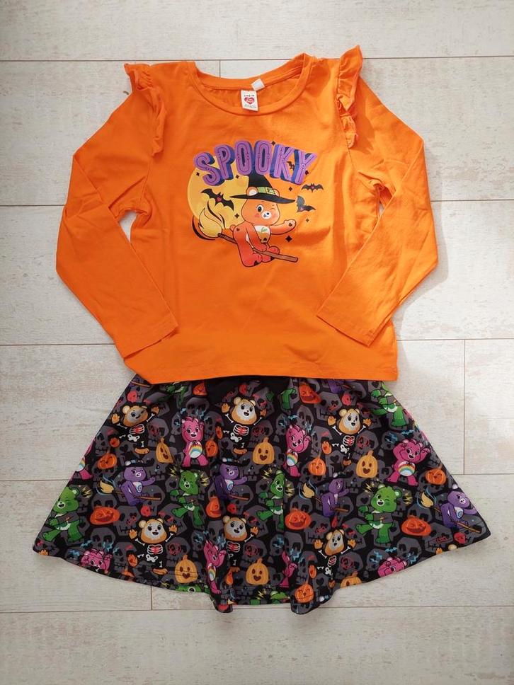 Care Bears Troetelbeertjes Halloween setje longsleeve rokje, Kinderen en Baby's, Kinderkleding | Maat 122, Zo goed als nieuw, Meisje