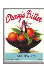 etiket oranje bitter  likeurwijn  h.r oostende  monogram l.m, Verzamelen, Merken en Reclamevoorwerpen, Verzenden, Zo goed als nieuw