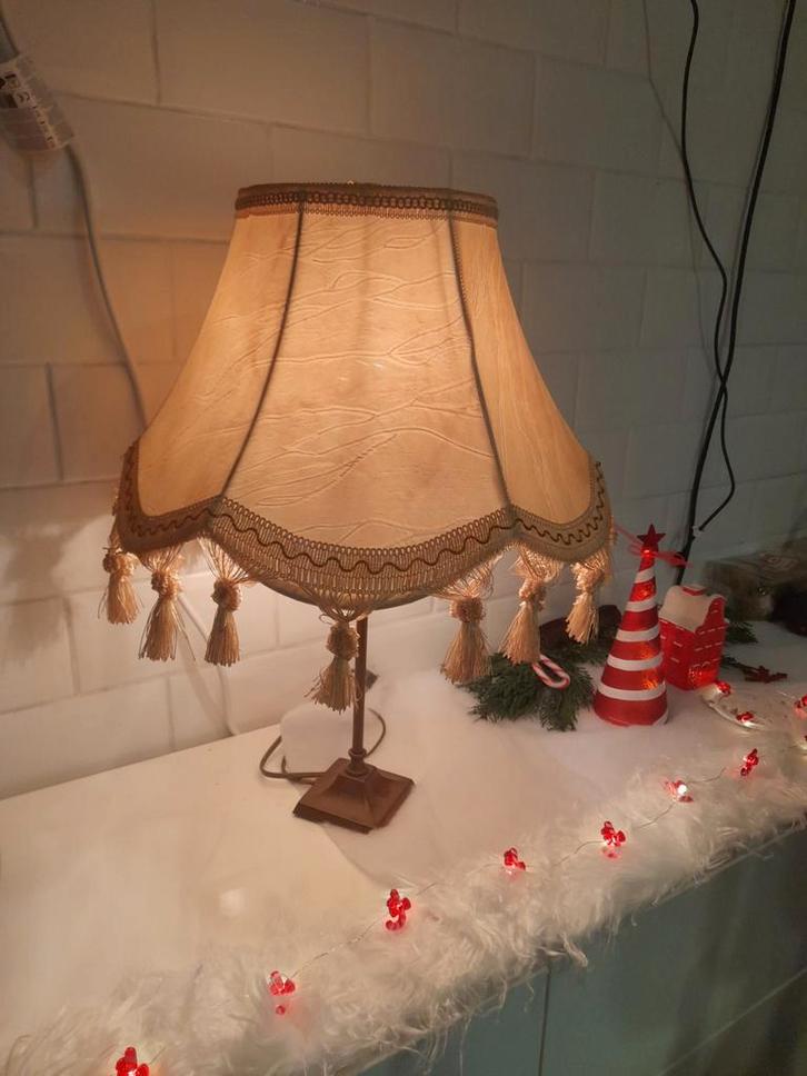 Vintage beige Victoriaanse lampekap, Antiek en Kunst, Antiek | Lampen, Ophalen of Verzenden