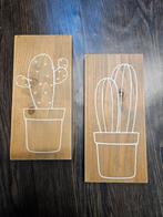 Houten plankjes met cactussen, Ophalen of Verzenden, Zo goed als nieuw