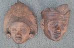 Houten Balinese Maskers - Set van 2, Antiek en Kunst, Kunst | Niet-Westerse kunst, Ophalen of Verzenden